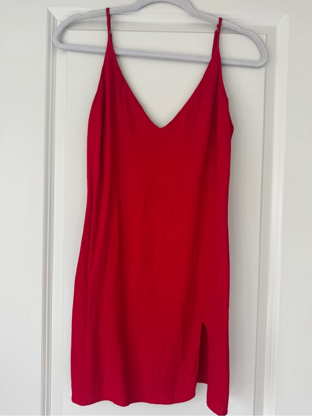 Reformation Red Slip Dress with Side Slit